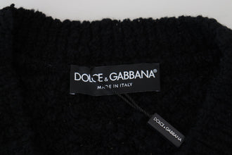Black Wool V-neck Knitted Pullover Sweater Dolce & Gabbana