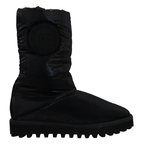Black Boots Padded Mid Calf Winter Shoes Dolce & Gabbana