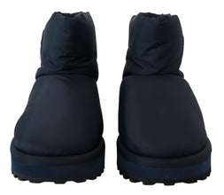 Blue Nylon Boots Padded Mid Calf Shoes Dolce & Gabbana