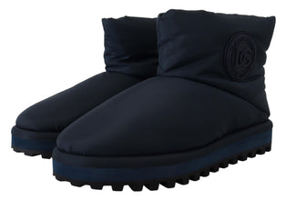 Blue Nylon Boots Padded Mid Calf Shoes Dolce & Gabbana