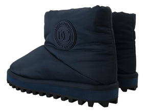Blue Nylon Boots Padded Mid Calf Shoes Dolce & Gabbana
