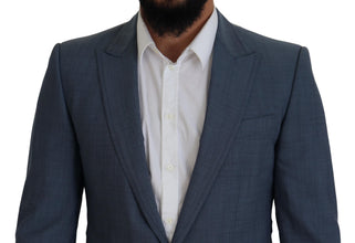 Blue Wool Stretch Slim Fit Jacket Blazer Dolce & Gabbana