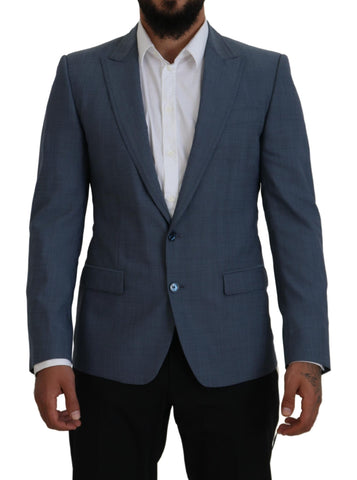 Blue Wool Stretch Slim Fit Jacket Blazer Dolce & Gabbana