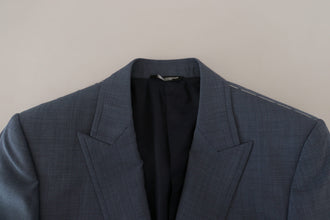 Blue Wool Stretch Slim Fit Jacket Blazer Dolce & Gabbana