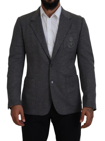 Gray Wool Stretch Slim Fit Jacket Blazer Dolce & Gabbana
