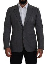 Gray Wool Stretch Slim Fit Jacket Blazer Dolce & Gabbana