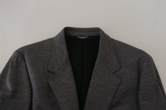 Gray Wool Stretch Slim Fit Jacket Blazer Dolce & Gabbana