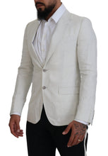 White Linen Slim Fit Jacket Blazer Dolce & Gabbana