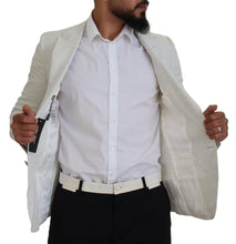 White Linen Slim Fit Jacket Blazer Dolce & Gabbana