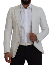 White Linen Slim Fit Jacket Blazer Dolce & Gabbana