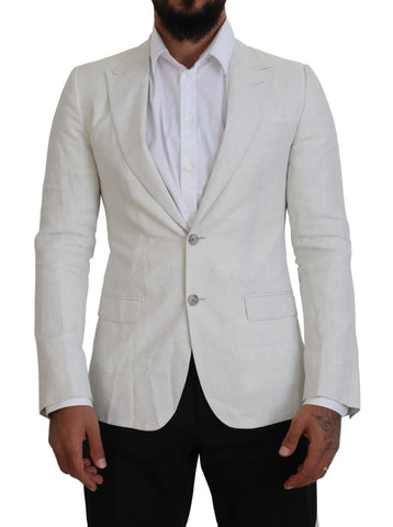White Linen Slim Fit Jacket Blazer Dolce & Gabbana