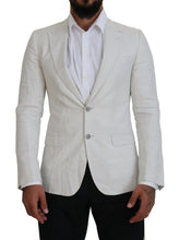 White Linen Slim Fit Jacket Blazer Dolce & Gabbana