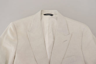 White Linen Slim Fit Jacket Blazer Dolce & Gabbana