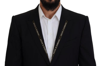 Black Wool Stretch Slim Fit Jacket Blazer Dolce & Gabbana