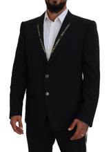 Black Wool Stretch Slim Fit Jacket Blazer Dolce & Gabbana