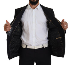 Black Wool Stretch Slim Fit Jacket Blazer Dolce & Gabbana
