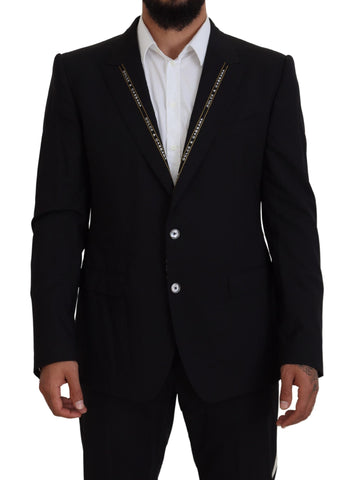 Black Wool Stretch Slim Fit Jacket Blazer Dolce & Gabbana