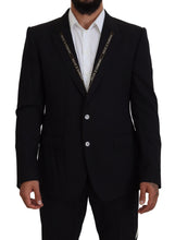Black Wool Stretch Slim Fit Jacket Blazer Dolce & Gabbana