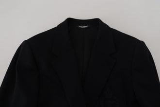 Black Wool Crown Slim Fit Jacket Blazer Dolce & Gabbana