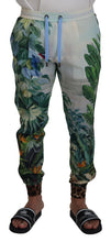 White Floral Printed Men Jogger Pants Dolce & Gabbana