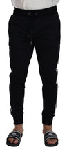 Black DG Print Mens Jogger Pants Dolce & Gabbana