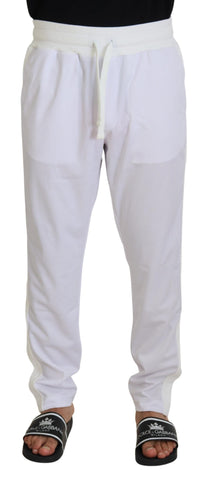 White Polyester Crown Logo Jogger Pants Dolce & Gabbana