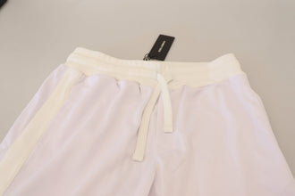 White Polyester Crown Logo Jogger Pants Dolce & Gabbana