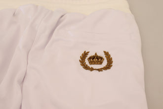 White Polyester Crown Logo Jogger Pants Dolce & Gabbana