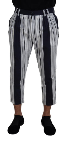 White Cotton Striped Cropped Pants Dolce & Gabbana