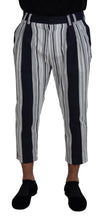 White Cotton Striped Cropped Pants Dolce & Gabbana