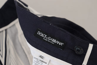 White Cotton Striped Cropped Pants Dolce & Gabbana