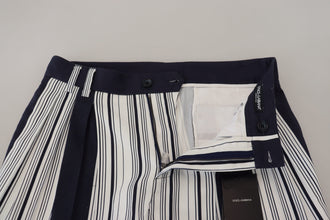 White Cotton Striped Cropped Pants Dolce & Gabbana