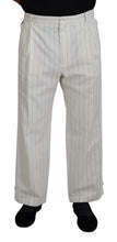 White Cotton Striped Formal Pants Dolce & Gabbana