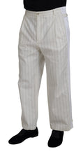 White Cotton Striped Formal Pants Dolce & Gabbana