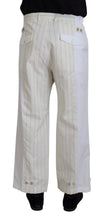 White Cotton Striped Formal Pants Dolce & Gabbana