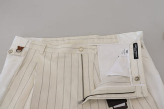 White Cotton Striped Formal Pants Dolce & Gabbana