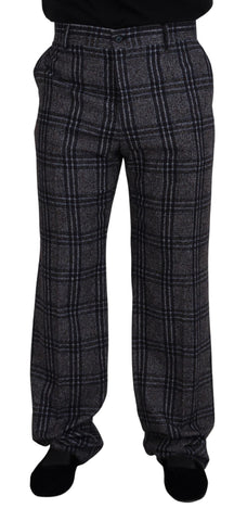 Gray Checkered Mid Waist Men Pants Dolce & Gabbana