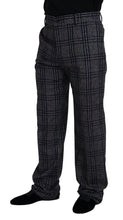 Gray Checkered Mid Waist Men Pants Dolce & Gabbana