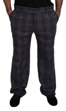 Gray Checkered Mid Waist Men Pants Dolce & Gabbana