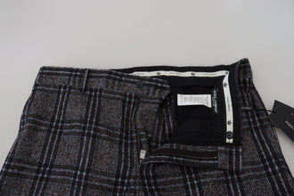 Gray Checkered Mid Waist Men Pants Dolce & Gabbana