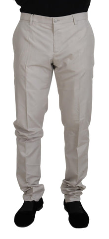 Off White Silk Mid Waist Chino Pants Dolce & Gabbana