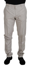 Off White Silk Mid Waist Chino Pants Dolce & Gabbana