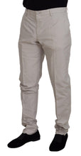 Off White Silk Mid Waist Chino Pants Dolce & Gabbana