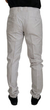 Off White Silk Mid Waist Chino Pants Dolce & Gabbana
