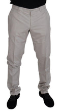 Off White Silk Mid Waist Chino Pants Dolce & Gabbana