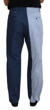 Blue Cotton Straight Fit Pants Dolce & Gabbana