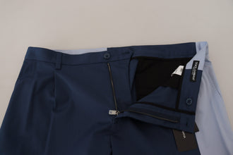 Blue Cotton Straight Fit Pants Dolce & Gabbana