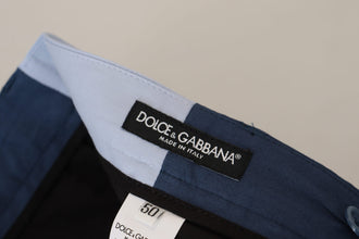 Blue Cotton Straight Fit Pants Dolce & Gabbana