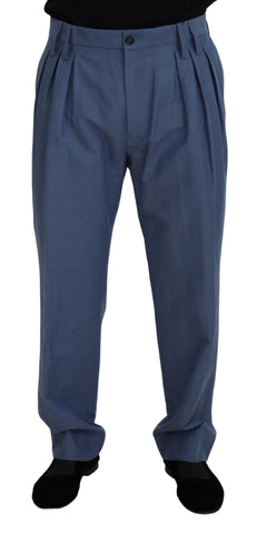 Blue Linen Chino Men Formal Pants Dolce & Gabbana
