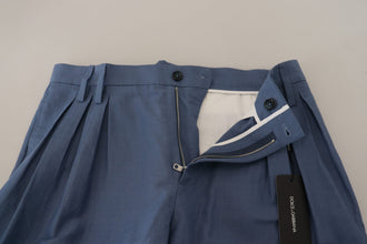 Blue Linen Chino Men Formal Pants Dolce & Gabbana